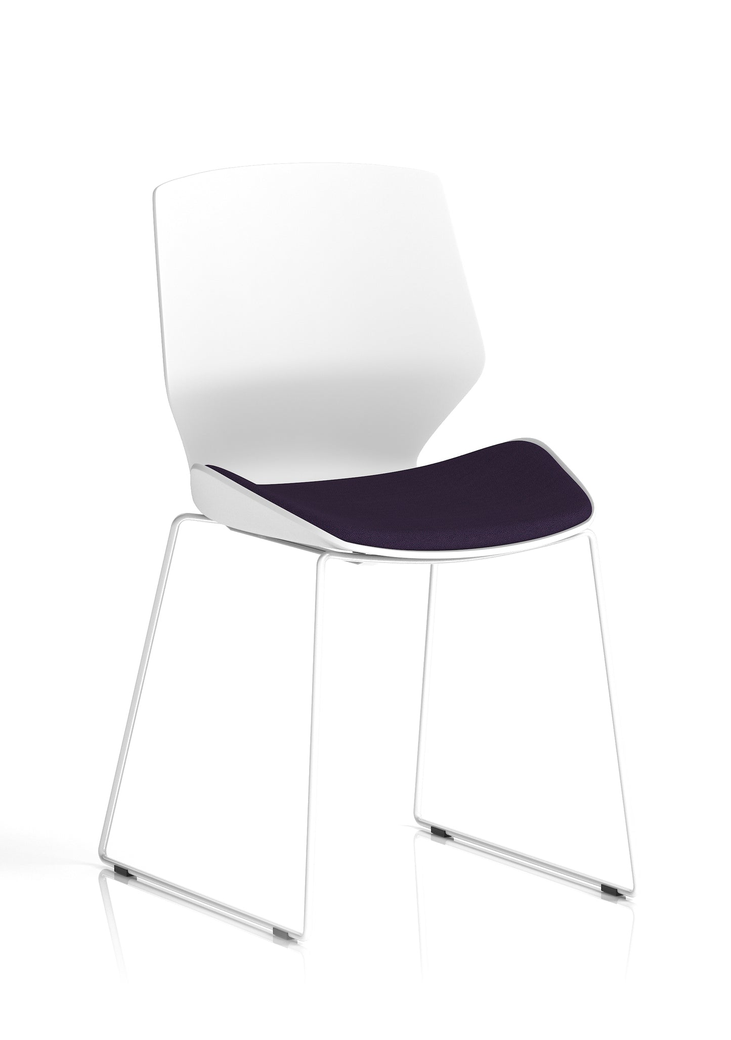 Florence Sled White Plastic Frame with Fabric Seat Visitor Chair - Multiple Fabric Seat Colours Available