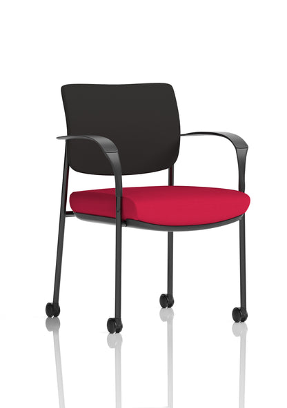 Brunswick Medium Back Visitor Office Chair with Fixed Arms with Castors - Mesh or Fabric - Multiple Colour Choices