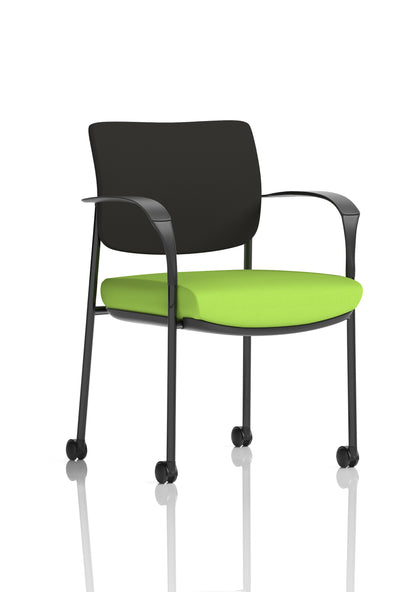 Brunswick Medium Back Visitor Office Chair with Fixed Arms with Castors - Mesh or Fabric - Multiple Colour Choices