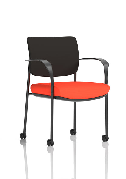 Brunswick Medium Back Visitor Office Chair with Fixed Arms with Castors - Mesh or Fabric - Multiple Colour Choices
