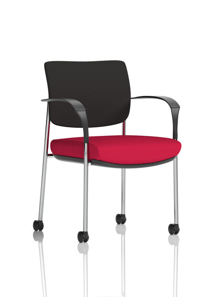 Brunswick Medium Back Visitor Office Chair with Fixed Arms with Castors - Mesh or Fabric - Multiple Colour Choices