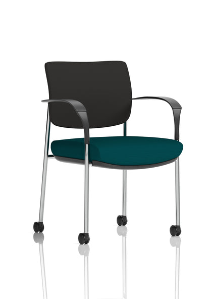Brunswick Medium Back Visitor Office Chair with Fixed Arms with Castors - Mesh or Fabric - Multiple Colour Choices