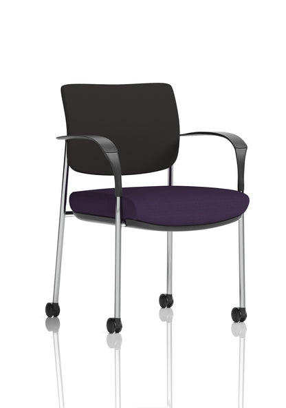 Brunswick Medium Back Visitor Office Chair with Fixed Arms with Castors - Mesh or Fabric - Multiple Colour Choices