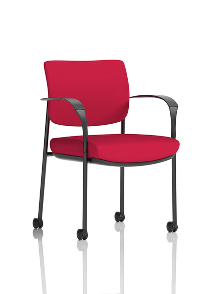 Brunswick Medium Back Visitor Office Chair with Fixed Arms with Castors - Mesh or Fabric - Multiple Colour Choices