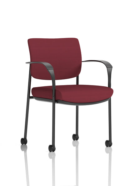 Brunswick Medium Back Visitor Office Chair with Fixed Arms with Castors - Mesh or Fabric - Multiple Colour Choices