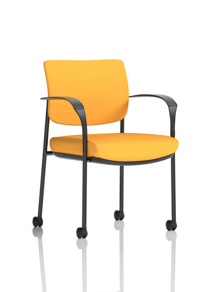 Brunswick Medium Back Visitor Office Chair with Fixed Arms with Castors - Mesh or Fabric - Multiple Colour Choices