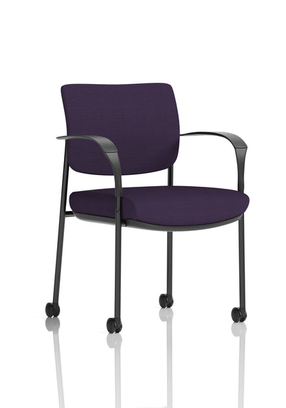 Brunswick Medium Back Visitor Office Chair with Fixed Arms with Castors - Mesh or Fabric - Multiple Colour Choices
