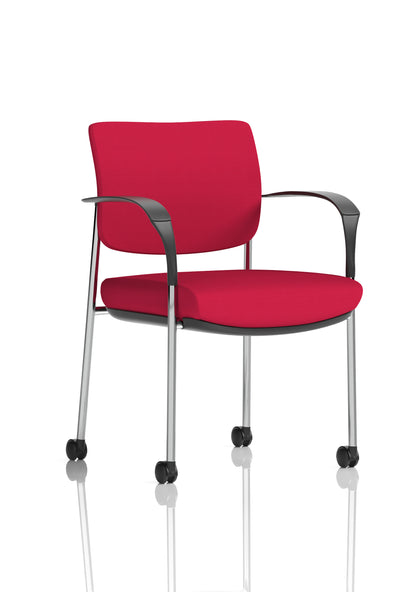 Brunswick Medium Back Visitor Office Chair with Fixed Arms with Castors - Mesh or Fabric - Multiple Colour Choices