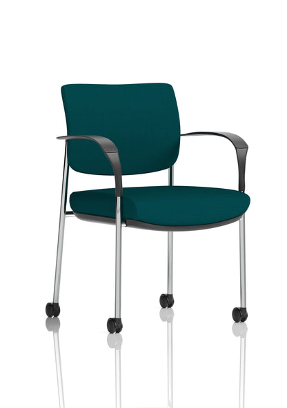 Brunswick Medium Back Visitor Office Chair with Fixed Arms with Castors - Mesh or Fabric - Multiple Colour Choices