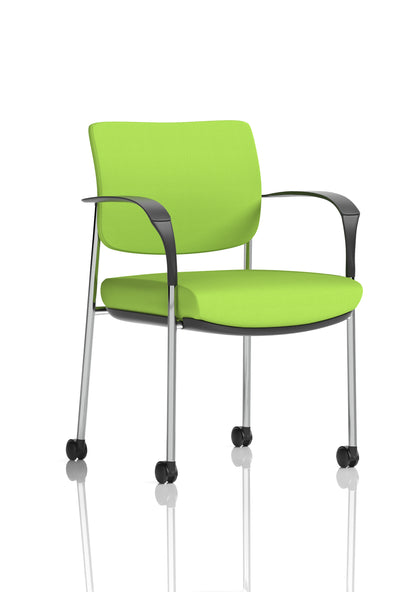 Brunswick Medium Back Visitor Office Chair with Fixed Arms with Castors - Mesh or Fabric - Multiple Colour Choices