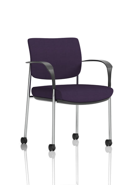 Brunswick Medium Back Visitor Office Chair with Fixed Arms with Castors - Mesh or Fabric - Multiple Colour Choices