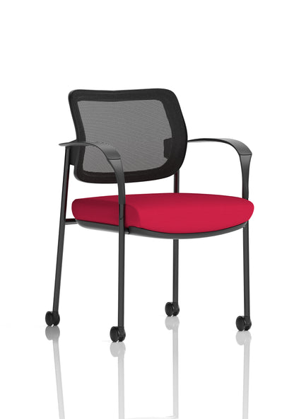 Brunswick Medium Back Visitor Office Chair with Fixed Arms with Castors - Mesh or Fabric - Multiple Colour Choices