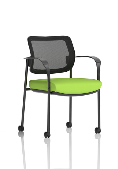 Brunswick Medium Back Visitor Office Chair with Fixed Arms with Castors - Mesh or Fabric - Multiple Colour Choices