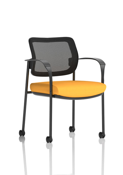 Brunswick Medium Back Visitor Office Chair with Fixed Arms with Castors - Mesh or Fabric - Multiple Colour Choices