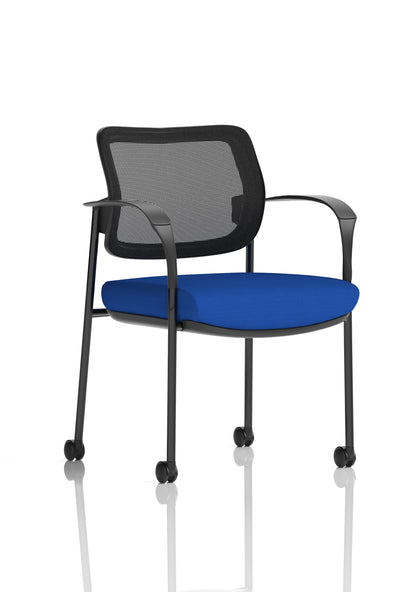 Brunswick Medium Back Visitor Office Chair with Fixed Arms with Castors - Mesh or Fabric - Multiple Colour Choices