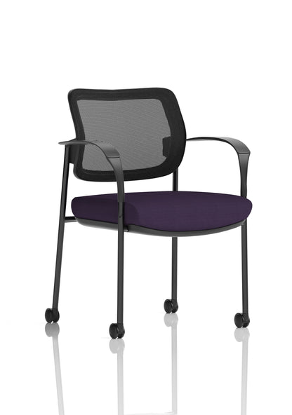 Brunswick Medium Back Visitor Office Chair with Fixed Arms with Castors - Mesh or Fabric - Multiple Colour Choices