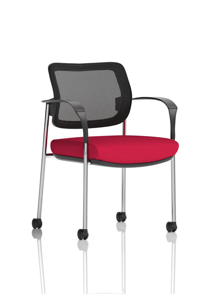 Brunswick Medium Back Visitor Office Chair with Fixed Arms with Castors - Mesh or Fabric - Multiple Colour Choices