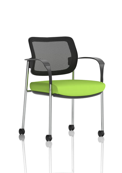 Brunswick Medium Back Visitor Office Chair with Fixed Arms with Castors - Mesh or Fabric - Multiple Colour Choices