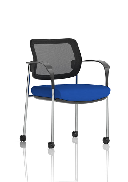 Brunswick Medium Back Visitor Office Chair with Fixed Arms with Castors - Mesh or Fabric - Multiple Colour Choices