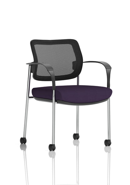 Brunswick Medium Back Visitor Office Chair with Fixed Arms with Castors - Mesh or Fabric - Multiple Colour Choices