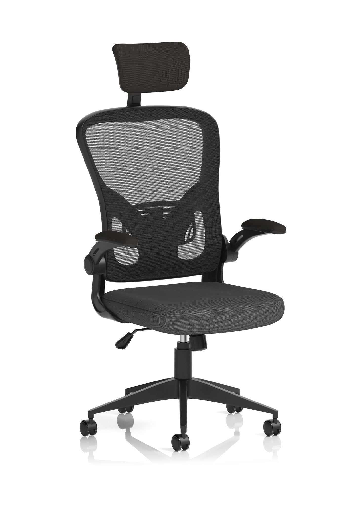 Ace High Back Mesh Back Office Chair With Folding Arms and Headrest