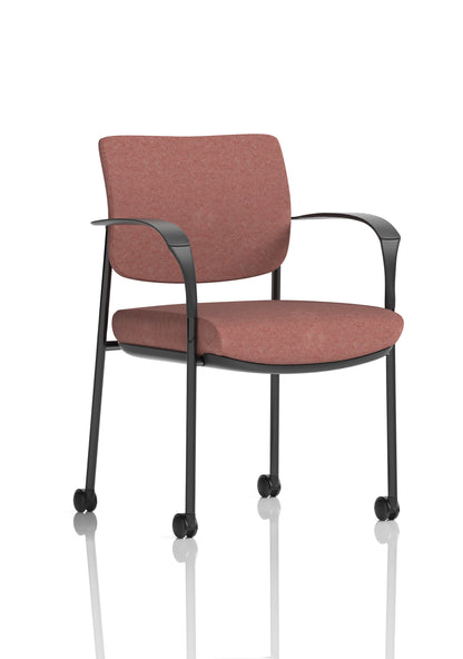 Brunswick Medium Back Visitor Office Chair with Fixed Arms with Castors - Mesh or Fabric - Multiple Colour Choices