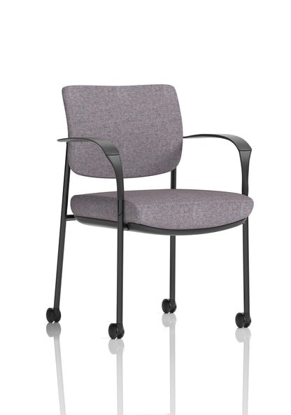 Brunswick Medium Back Visitor Office Chair with Fixed Arms with Castors - Mesh or Fabric - Multiple Colour Choices