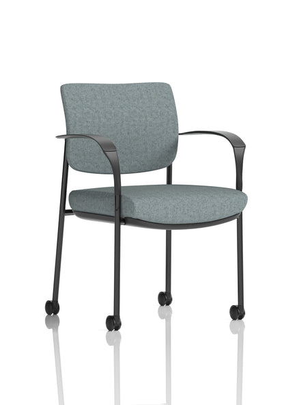 Brunswick Medium Back Visitor Office Chair with Fixed Arms with Castors - Mesh or Fabric - Multiple Colour Choices