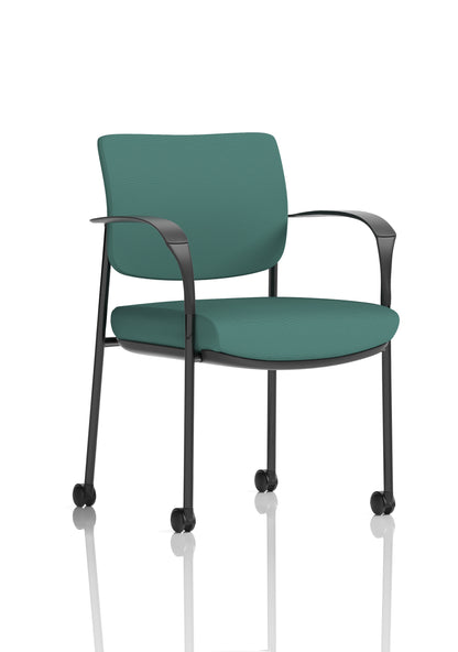 Brunswick Medium Back Visitor Office Chair with Fixed Arms with Castors - Mesh or Fabric - Multiple Colour Choices