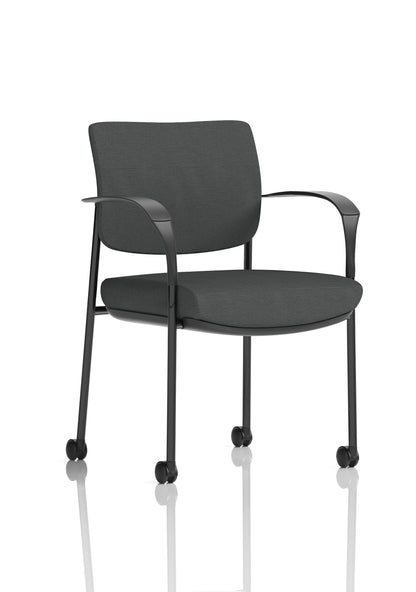 Brunswick Medium Back Visitor Office Chair with Fixed Arms with Castors - Mesh or Fabric - Multiple Colour Choices
