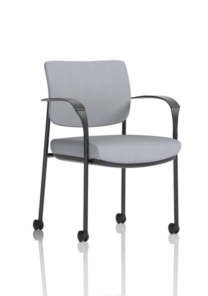 Brunswick Medium Back Visitor Office Chair with Fixed Arms with Castors - Mesh or Fabric - Multiple Colour Choices