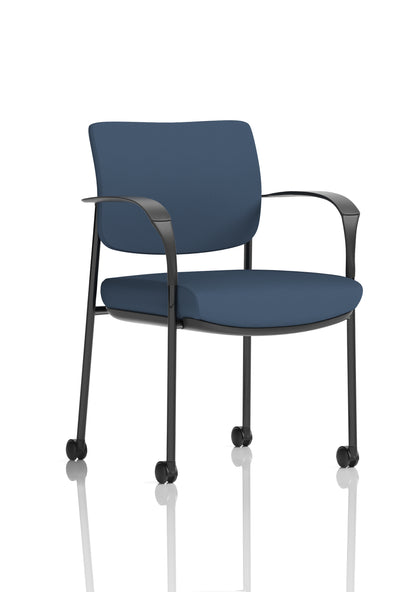 Brunswick Medium Back Visitor Office Chair with Fixed Arms with Castors - Mesh or Fabric - Multiple Colour Choices
