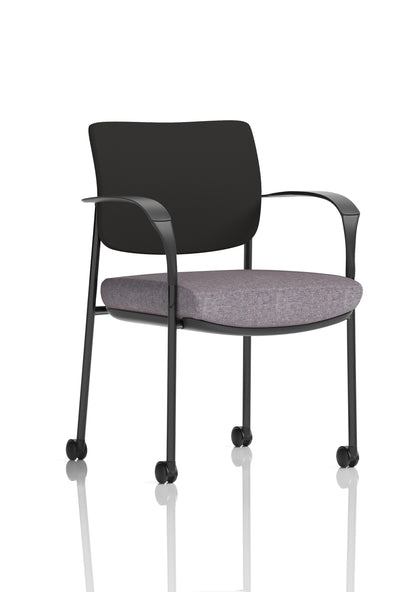Brunswick Medium Back Visitor Office Chair with Fixed Arms with Castors - Mesh or Fabric - Multiple Colour Choices