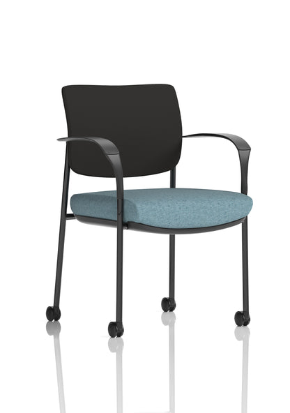 Brunswick Medium Back Visitor Office Chair with Fixed Arms with Castors - Mesh or Fabric - Multiple Colour Choices