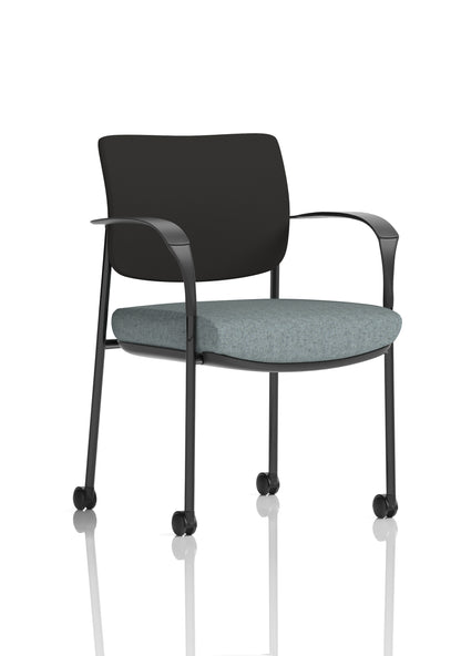 Brunswick Medium Back Visitor Office Chair with Fixed Arms with Castors - Mesh or Fabric - Multiple Colour Choices