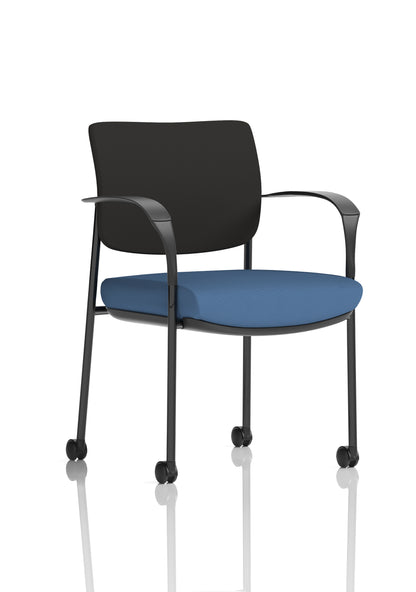 Brunswick Medium Back Visitor Office Chair with Fixed Arms with Castors - Mesh or Fabric - Multiple Colour Choices