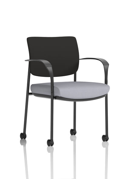 Brunswick Medium Back Visitor Office Chair with Fixed Arms with Castors - Mesh or Fabric - Multiple Colour Choices
