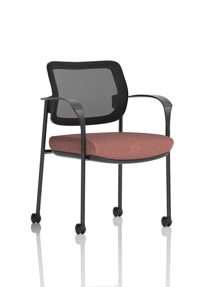 Brunswick Medium Back Visitor Office Chair with Fixed Arms with Castors - Mesh or Fabric - Multiple Colour Choices