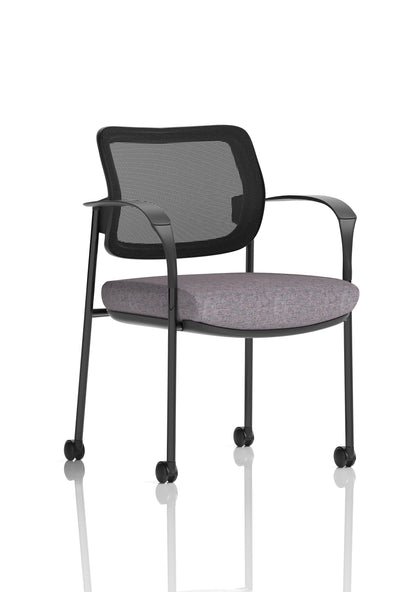 Brunswick Medium Back Visitor Office Chair with Fixed Arms with Castors - Mesh or Fabric - Multiple Colour Choices