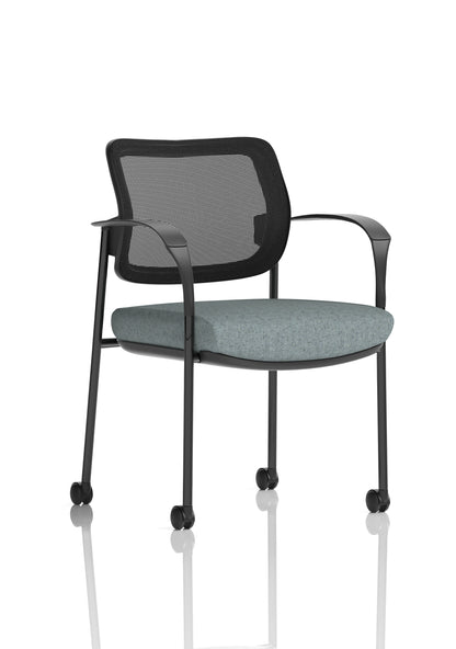 Brunswick Medium Back Visitor Office Chair with Fixed Arms with Castors - Mesh or Fabric - Multiple Colour Choices