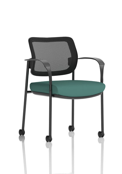 Brunswick Medium Back Visitor Office Chair with Fixed Arms with Castors - Mesh or Fabric - Multiple Colour Choices