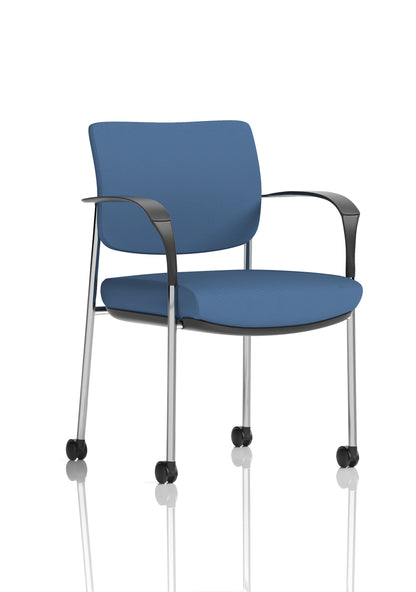 Brunswick Medium Back Visitor Office Chair with Fixed Arms with Castors - Mesh or Fabric - Multiple Colour Choices