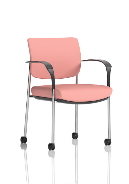 Brunswick Medium Back Visitor Office Chair with Fixed Arms with Castors - Mesh or Fabric - Multiple Colour Choices