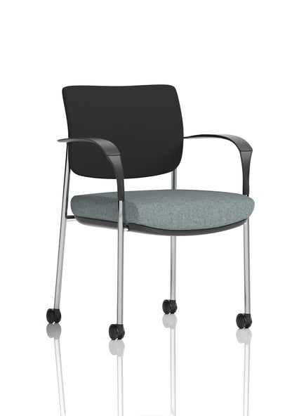Brunswick Medium Back Visitor Office Chair with Fixed Arms with Castors - Mesh or Fabric - Multiple Colour Choices