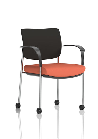 Brunswick Medium Back Visitor Office Chair with Fixed Arms with Castors - Mesh or Fabric - Multiple Colour Choices
