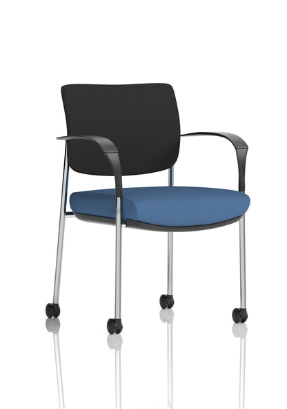 Brunswick Medium Back Visitor Office Chair with Fixed Arms with Castors - Mesh or Fabric - Multiple Colour Choices