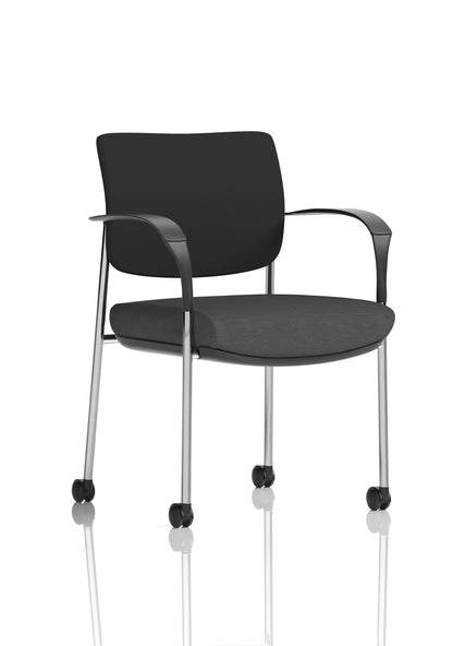 Brunswick Medium Back Visitor Office Chair with Fixed Arms with Castors - Mesh or Fabric - Multiple Colour Choices