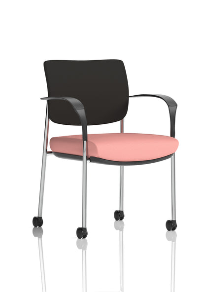 Brunswick Medium Back Visitor Office Chair with Fixed Arms with Castors - Mesh or Fabric - Multiple Colour Choices