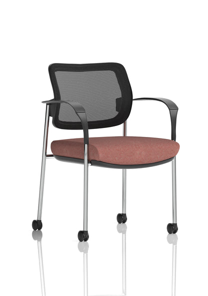 Brunswick Medium Back Visitor Office Chair with Fixed Arms with Castors - Mesh or Fabric - Multiple Colour Choices