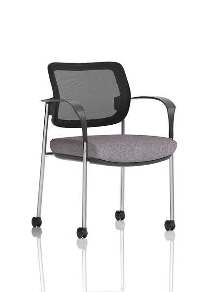 Brunswick Medium Back Visitor Office Chair with Fixed Arms with Castors - Mesh or Fabric - Multiple Colour Choices